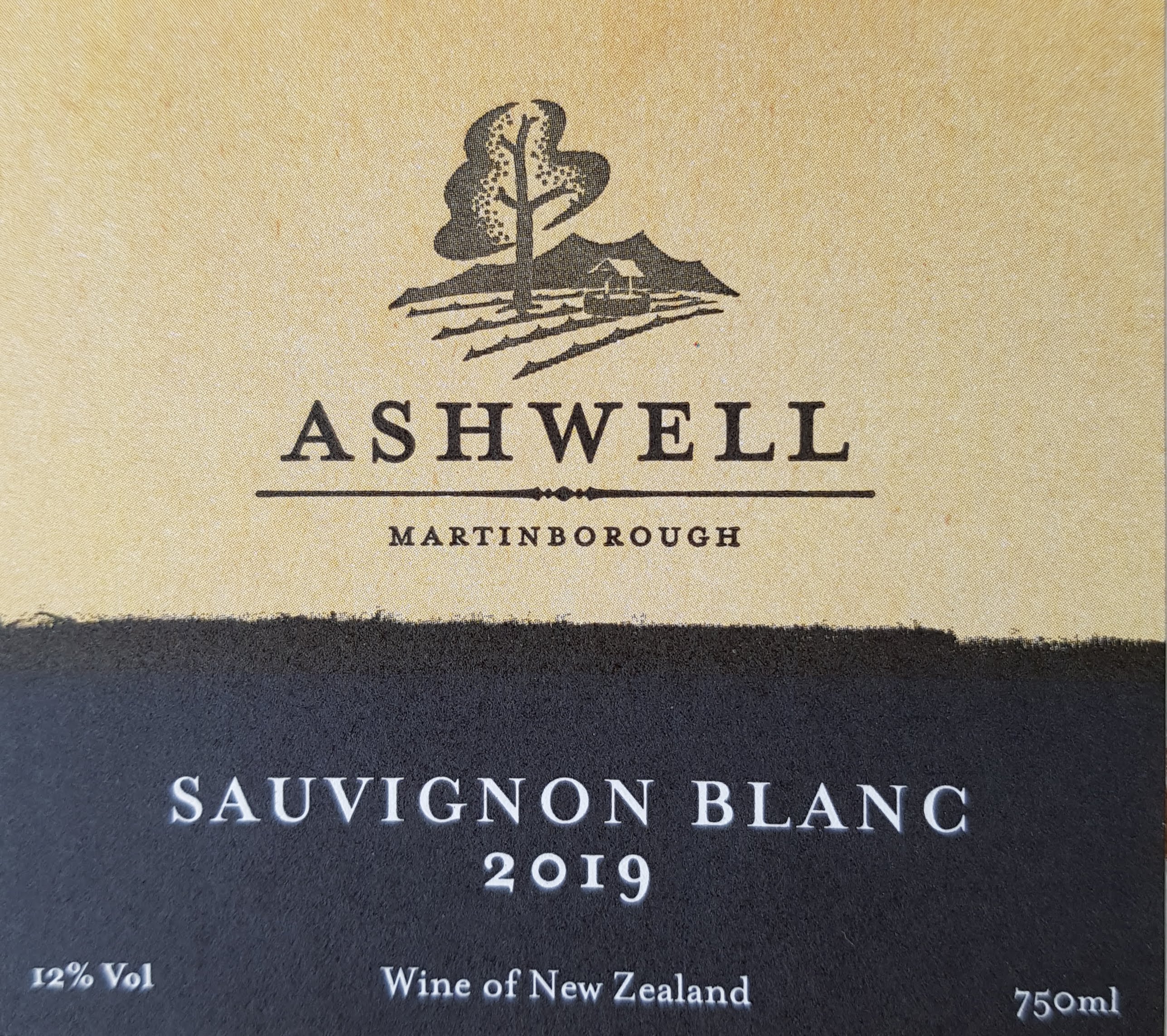 Wine label for Ashwell Sav Blanc 2019